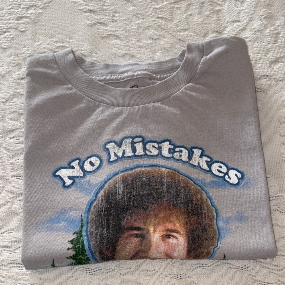 Bob Ross T-Shirt No Mistakes Just Happy Accidents Gently Loved 2XL Unisex - Picture 7 of 7
